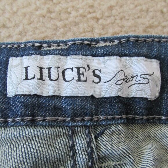 Liuces Distressed Womens Jeans Size 5 Denim Rhinestone Pockets Pants Juniors - Picture 6 of 11